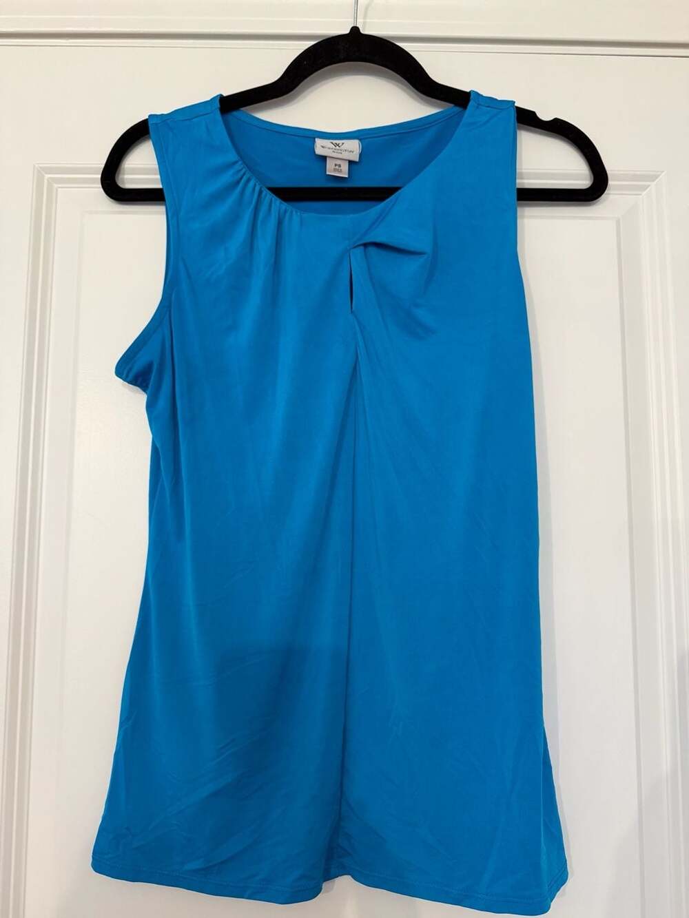 Worthington Petite Tank Top Size PS Blue Knot Neck Sleeveless